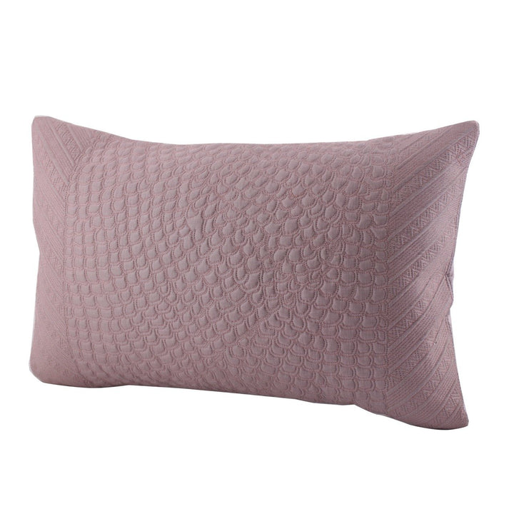 Silkroute Mauve Quilted Embroidered Silk Cushion Cover - KHAABKA