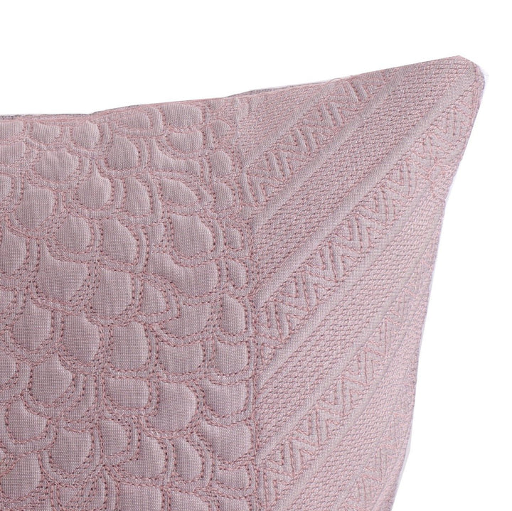 Silkroute Mauve Quilted Embroidered Silk Cushion Cover - KHAABKA