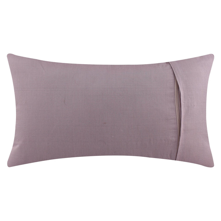 Silkroute Mauve Quilted Embroidered Silk Cushion Cover - KHAABKA