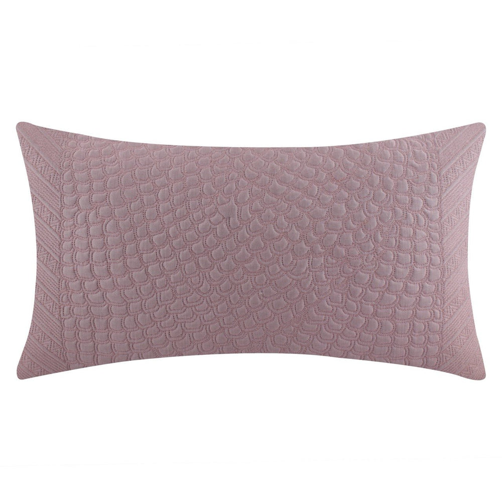 Silkroute Mauve Quilted Embroidered Silk Cushion Cover - KHAABKA