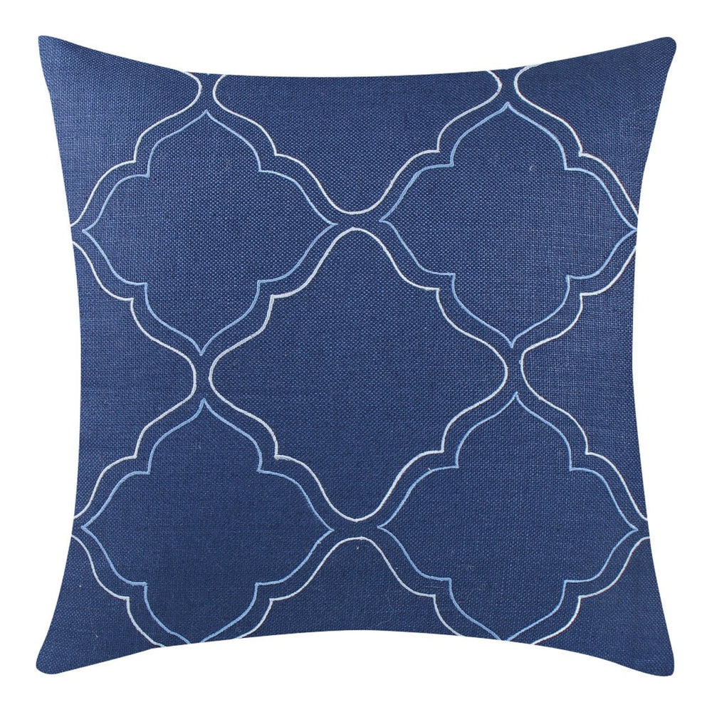 Dilkash Blue Arabic Cotton Linen Cushion Cover - KHAABKA