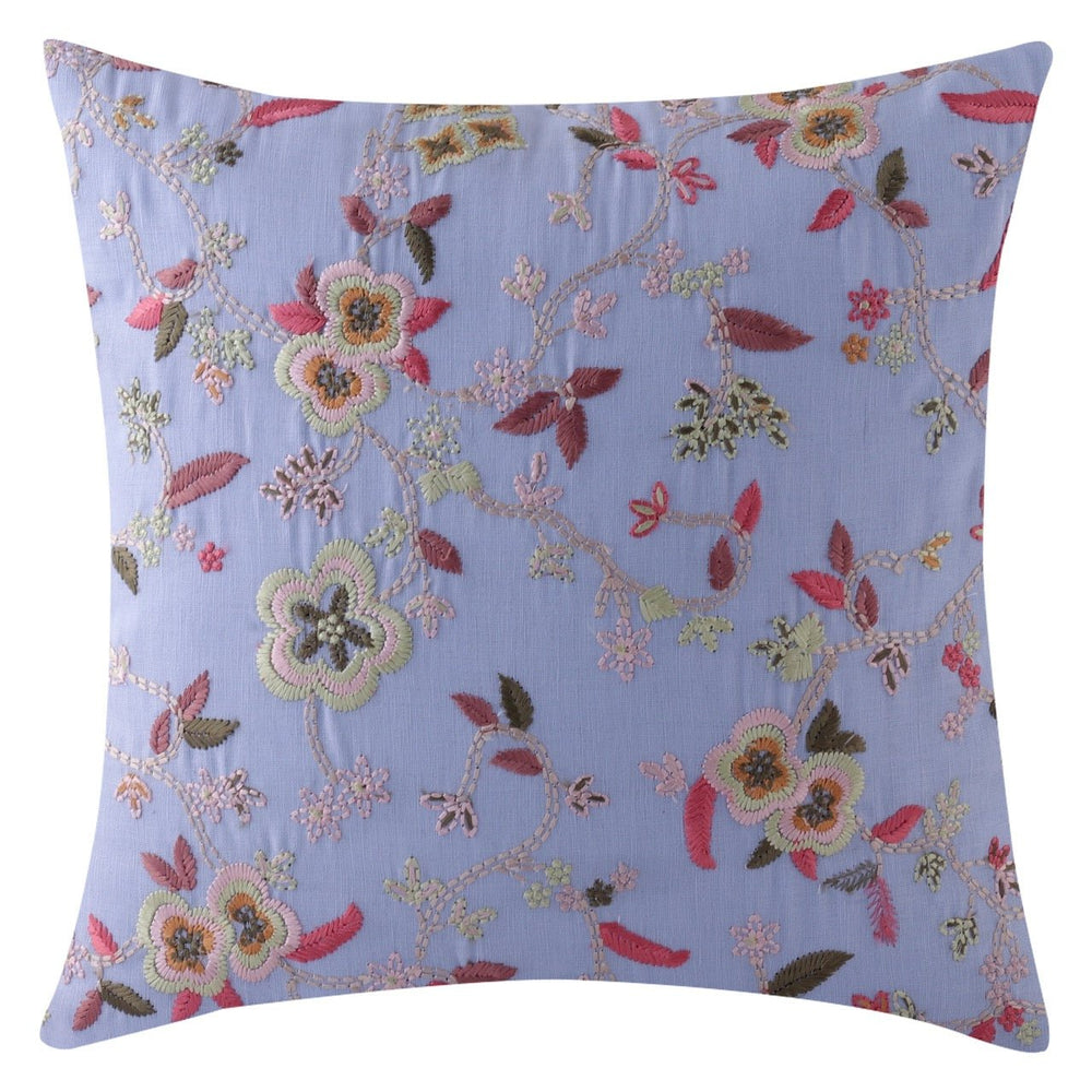 Guldasta Cotton Linen Hand Embroidered Cushion Cover - KHAABKA