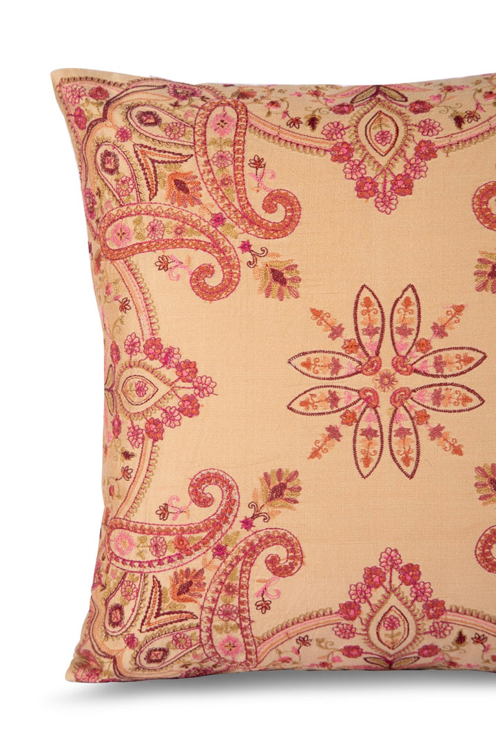 Seher Floral Silk Embroidered Cushion Cover (16 inch x 16 inch)