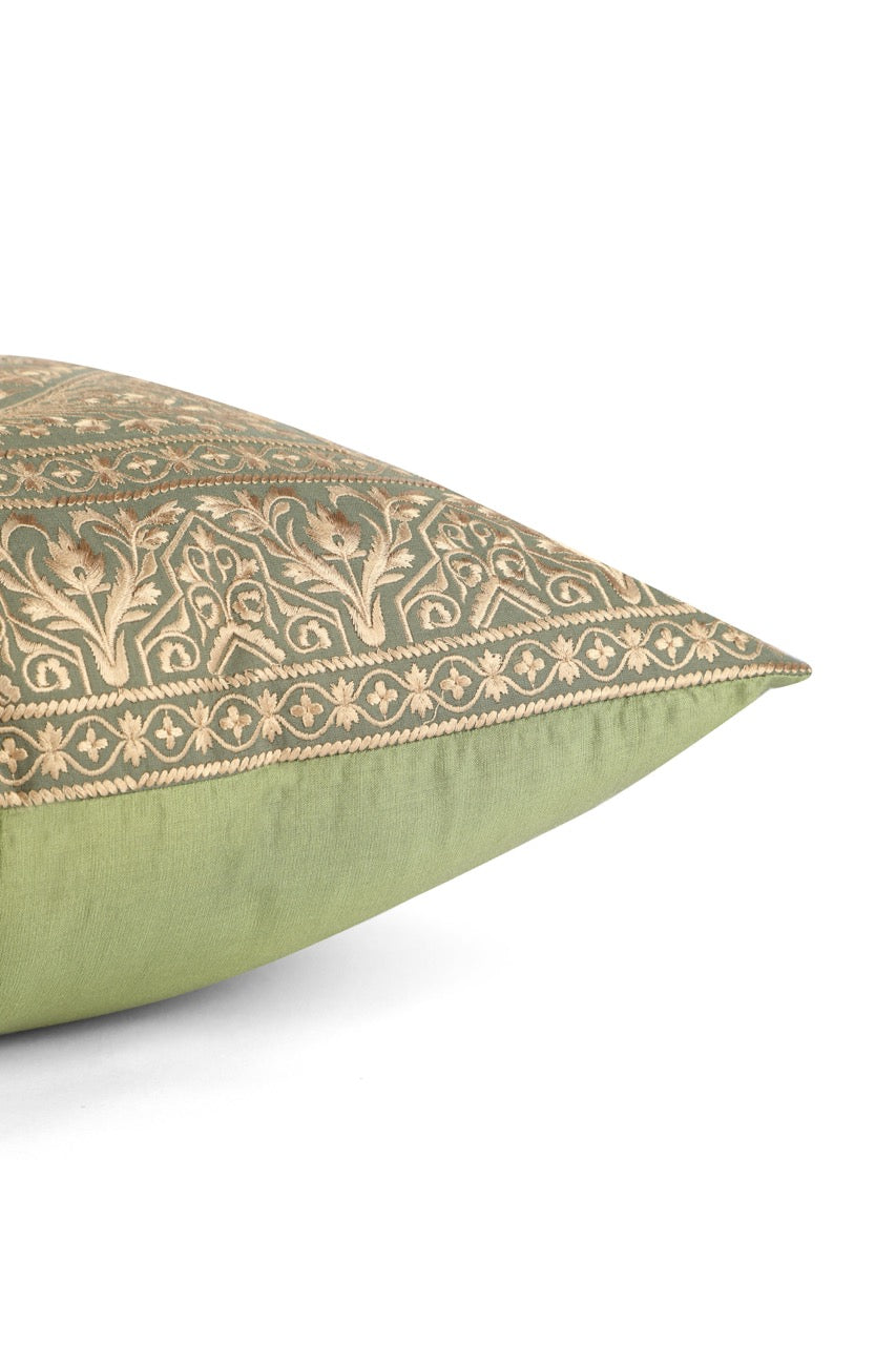 Shaakh Mehrab Cotton Linen Embroidered Cushion Cover (16 inch x 16 inch)