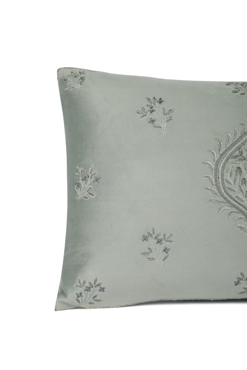 Falak Leaf Velvet Embroidered Cushion Cover (12 inch x 18 inch)