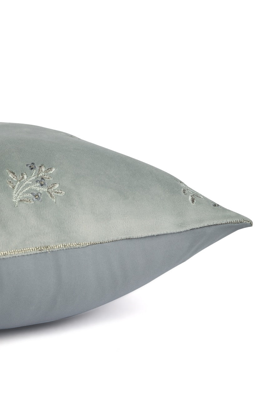 Falak Leaf Velvet Embroidered Cushion Cover (12 inch x 18 inch)