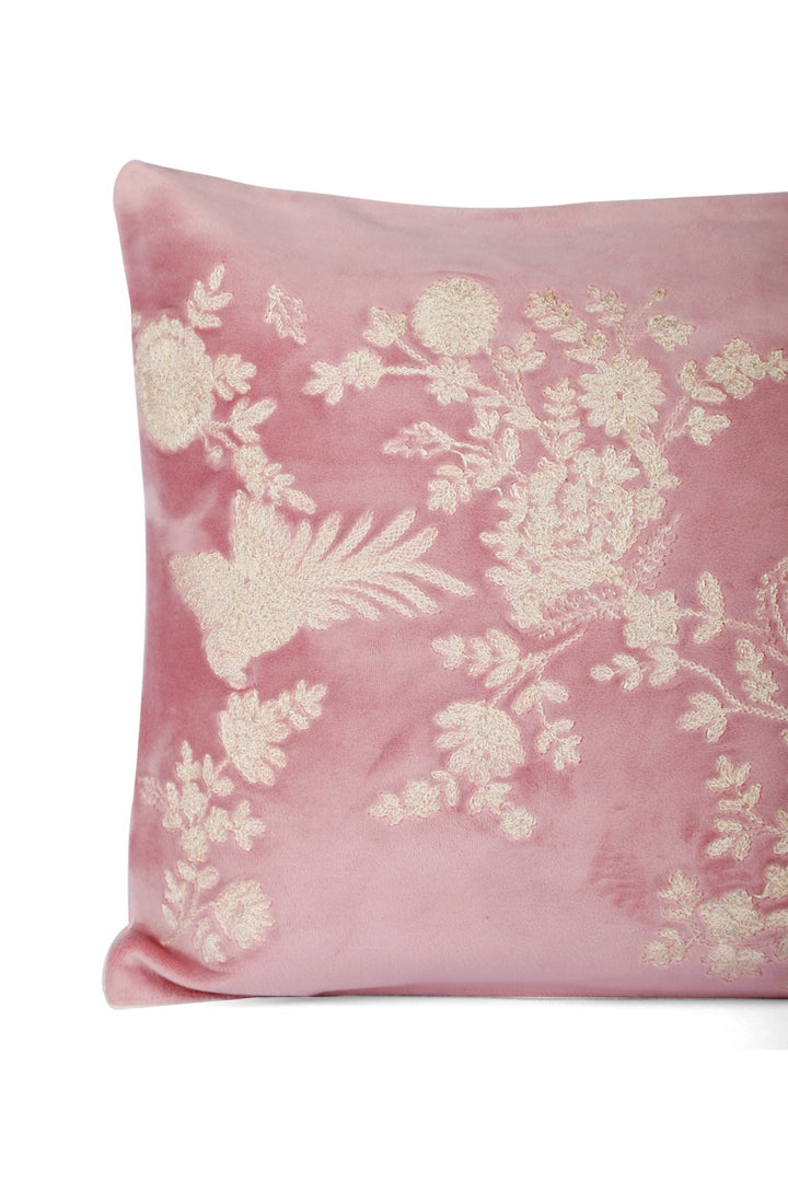 Gul Floral Dori Velvet Embroidered Cushion Cover (12 inch x18 inch)