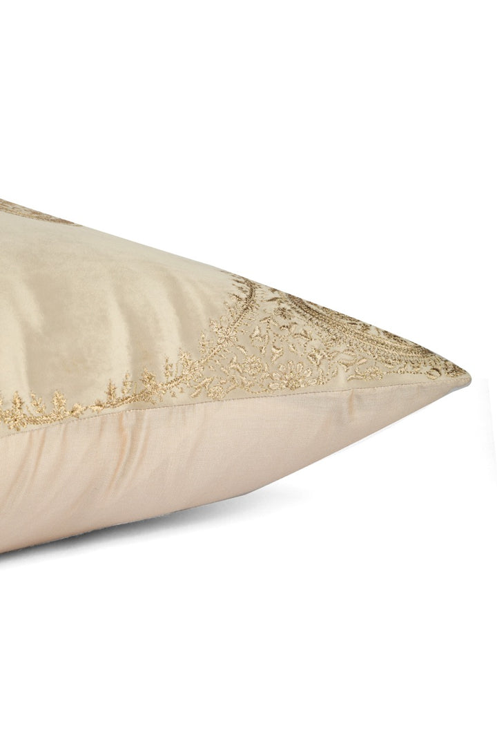 Meher Ornamental Zari Velvet Embroidered Cushion Cover (16 inch x 16 inch)