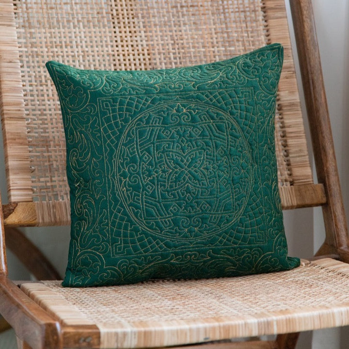 Shaakh Zari Silk Embroidered Cushion Cover (16 inch x 16 inch)