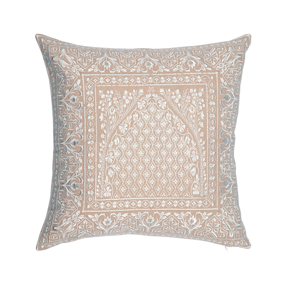 Meher Mehrab Cotton Linen Embroidered Cushion Cover (16 inch x 16 inch)