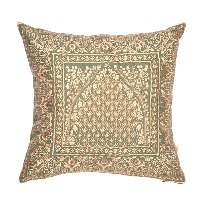 Shaakh Mehrab Cotton Linen Embroidered Cushion Cover (16 inch x 16 inch)