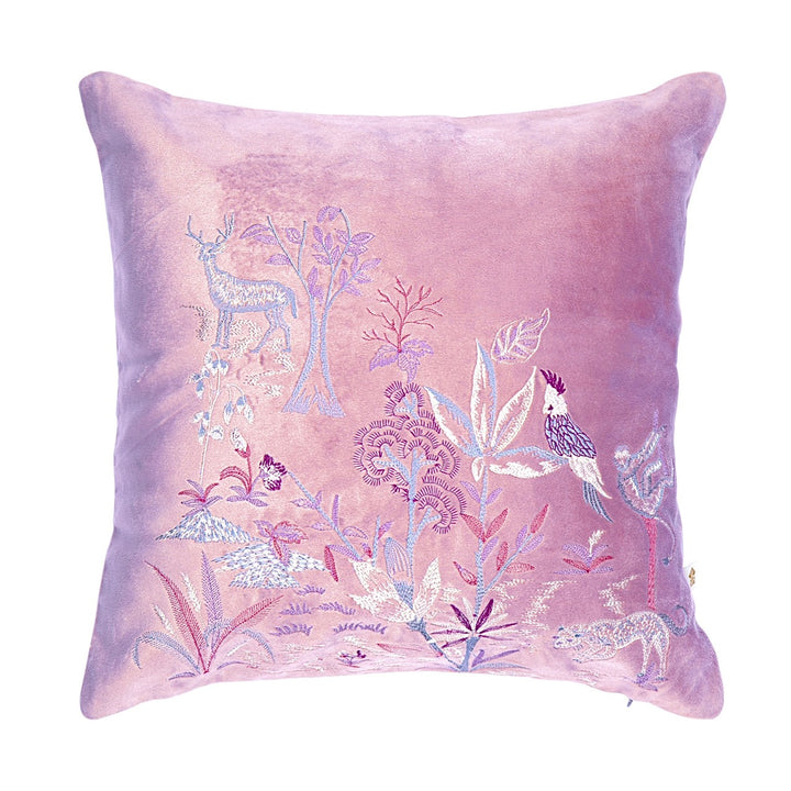 Gul Flora and Fauna Velvet Embroidered Cushion Cover (16 inch x 16 inch)