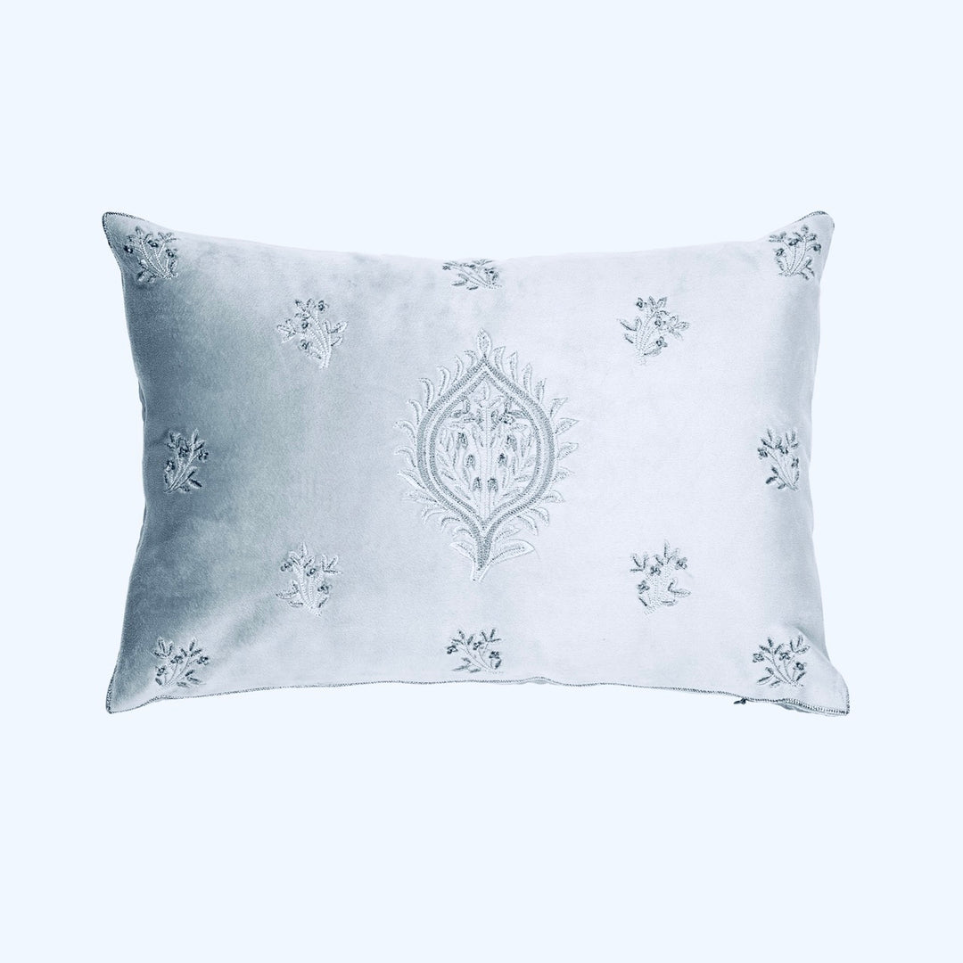 Falak Leaf Velvet Embroidered Cushion Cover (12 inch x 18 inch)