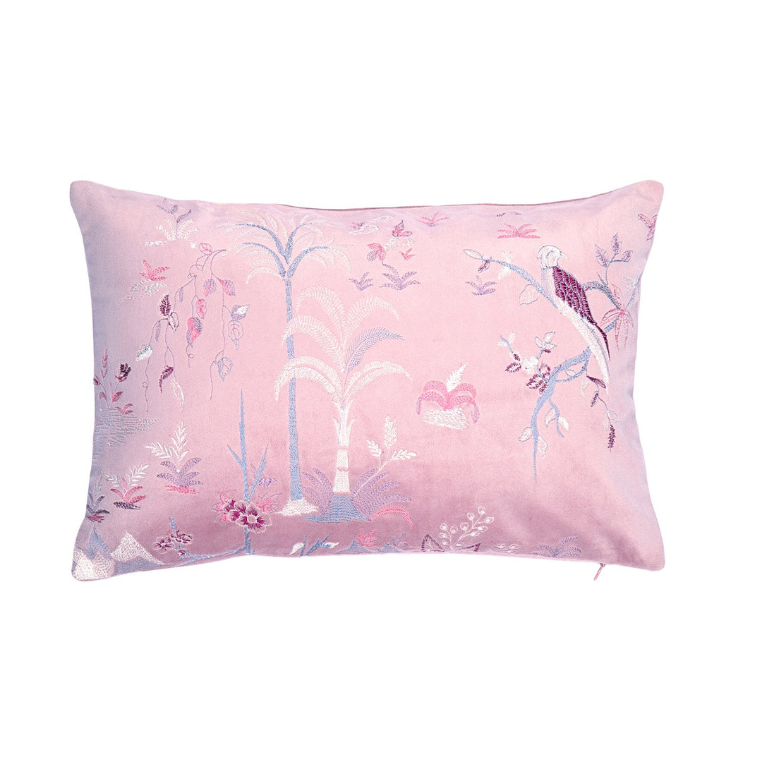 Gul Flora and Fauna Velvet Embroidered Cushion Cover (12 inch x 18 inch)
