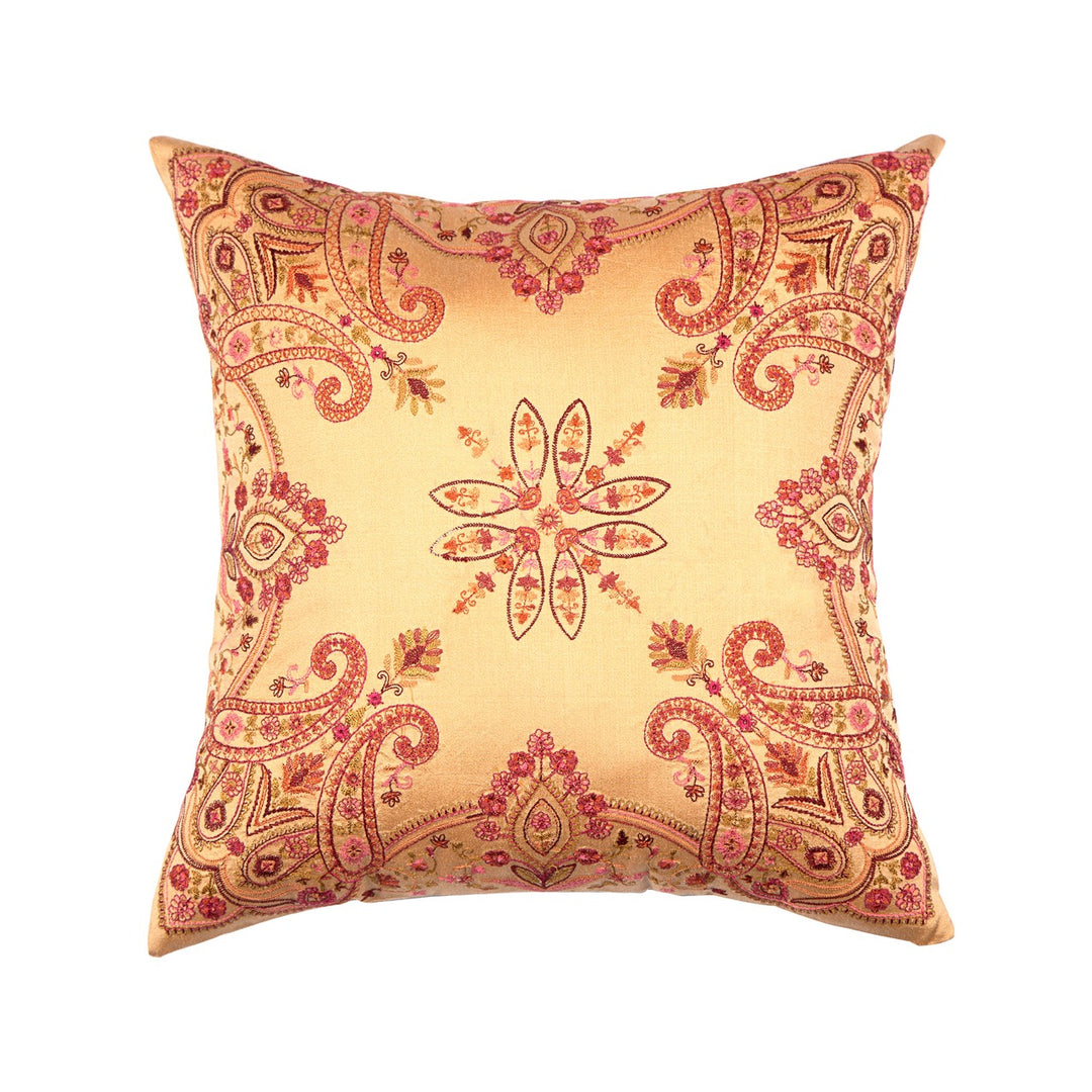 Seher Floral Silk Embroidered Cushion Cover (16 inch x 16 inch)
