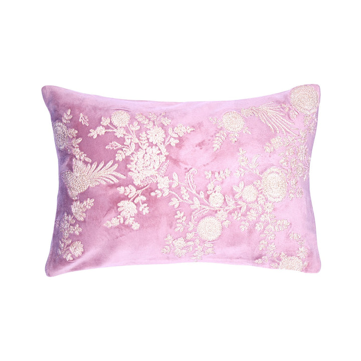 Gul Floral Dori Velvet Embroidered Cushion Cover (12 inch x18 inch)