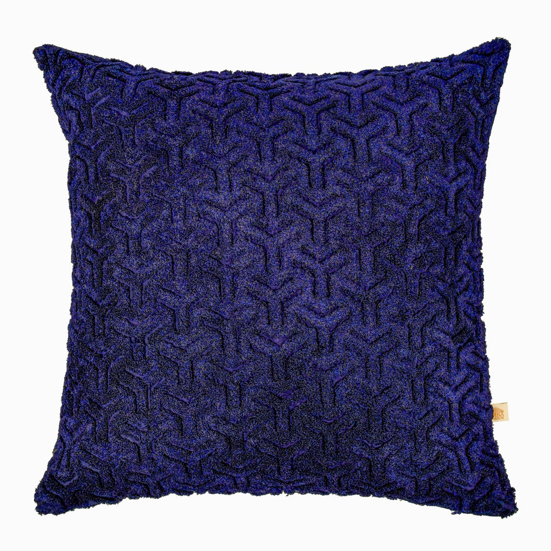 Nazakat Navy Blue Towel Embroidered Cushion Cover (16 inch x 16 inch)