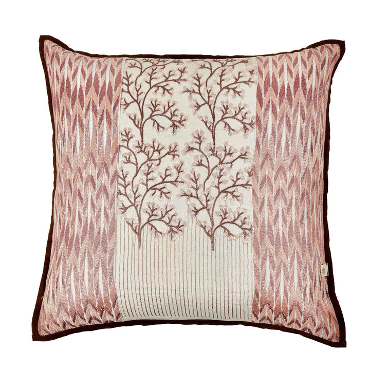 Fursat Ivory Orchard Embroidered Cushion Cover (16 inch x 16 inch)