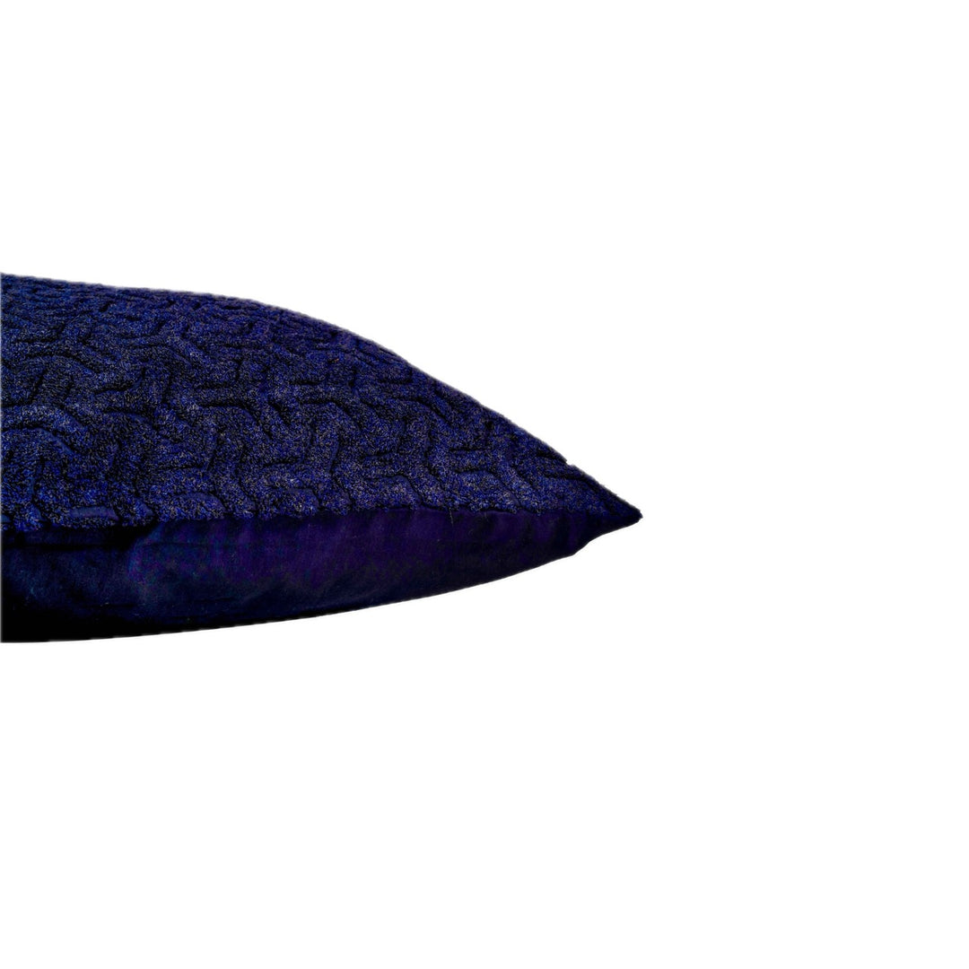 Nazakat Navy Blue Towel Embroidered Cushion Cover (16 inch x 16 inch)