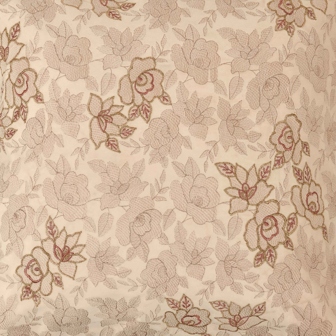 Fursat Blush Breeze Velvet Embroidered Cushion Cover (16 inch x 16 inch)