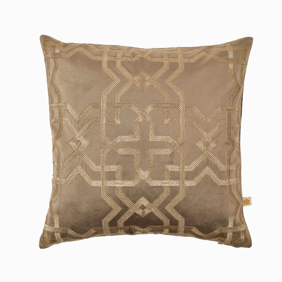 Fursat Grey Velvet Metallic Embroidered Cushion Cover (16 inch x 16 inch)