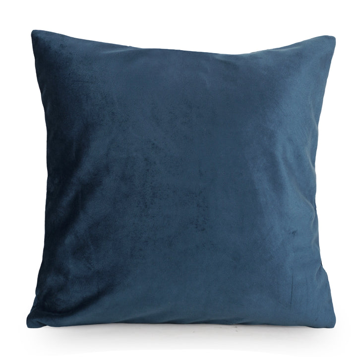 Azure Mirage Velvet Embroidered Cushion Cover (16 inch x 16 inch)