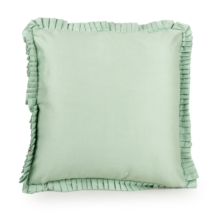 Teal Velvet Embroidered Dori Cushion Cover (16 inch x 16 inch)