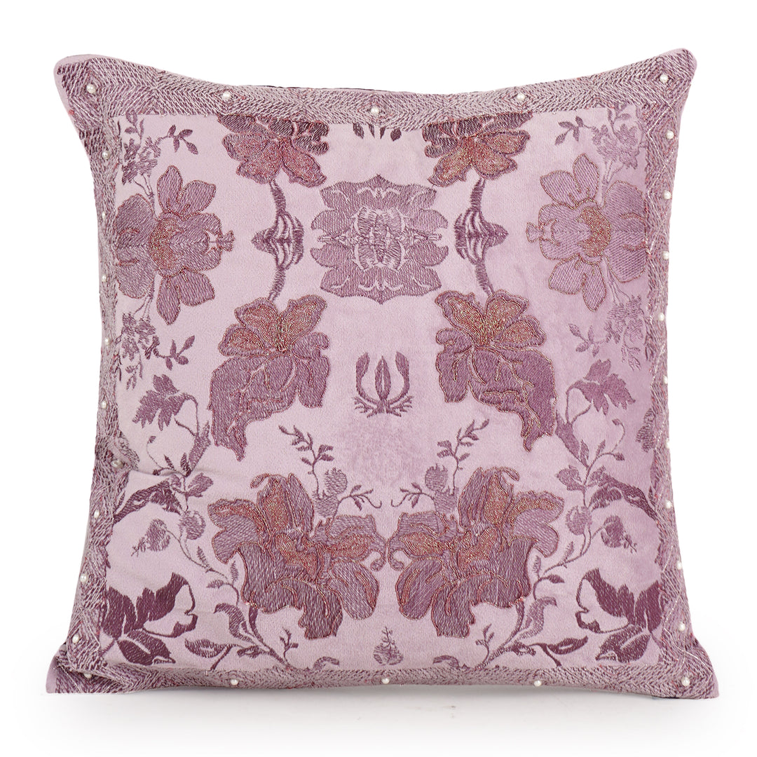 Liora Pearl Velvet Embroidered Cushion Cover (16 inch x 16 inch)