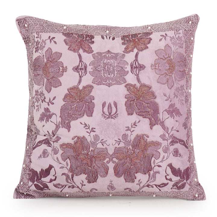 Liora Pearl Velvet Embroidered Cushion Cover (16 inch x 16 inch)