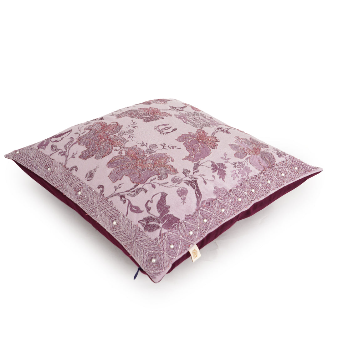 Liora Pearl Velvet Embroidered Cushion Cover (16 inch x 16 inch)