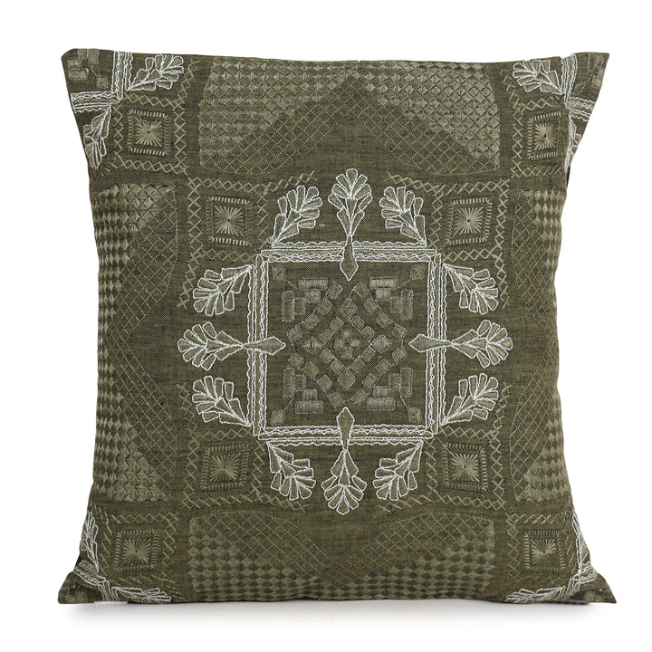 Glade Geometric Embroidered Cushion Cover (16 inch x 16 inch)