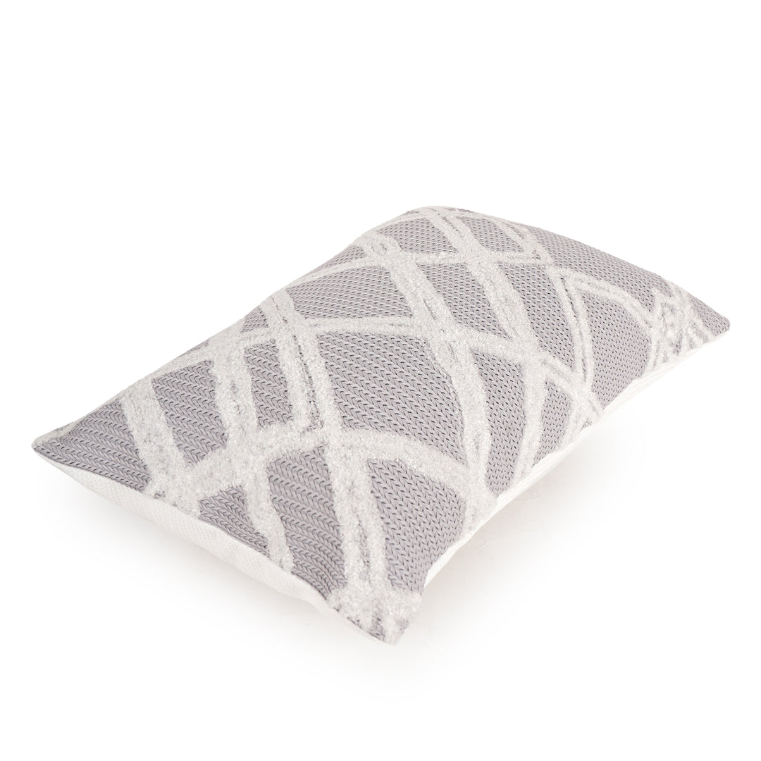 Grey Towel Embroidered Cushion cover (12 inch x 18 inch)