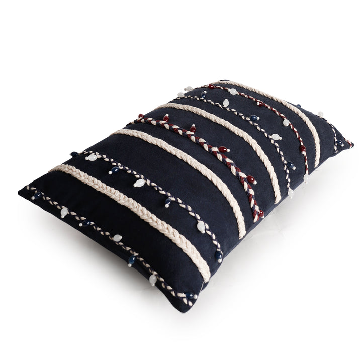 Twine Ornamental Embroidered Cushion Cover  (12 inch x 18 inch)