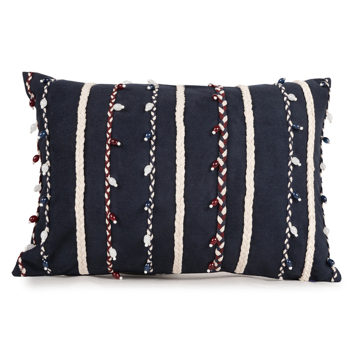 Twine Ornamental Embroidered Cushion Cover  (12 inch x 18 inch)