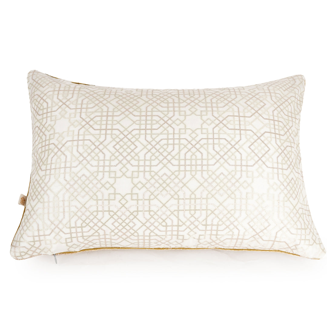 Limea Quilted Velvet Embroidered Cushion Cover (12 inch x 18 inch)