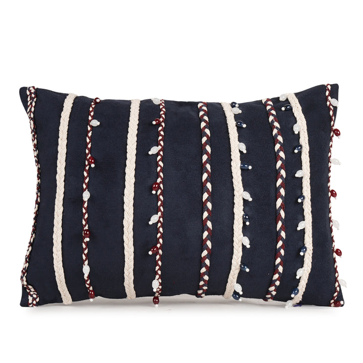 Twine Ornamental Embroidered Cushion Cover  (12 inch x 18 inch)