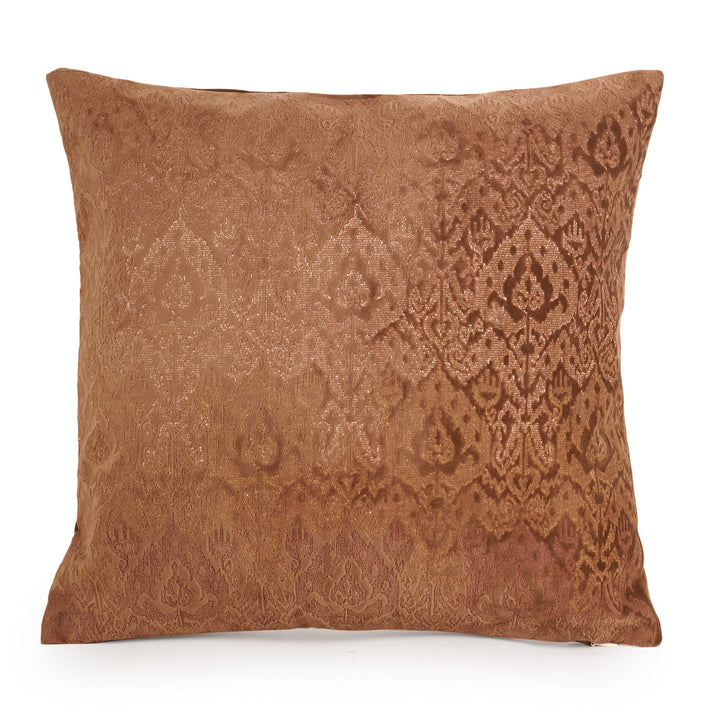 Ikatta Chocolate Velvet Embroidered Cushion Cover (16 inch x 16 inch)