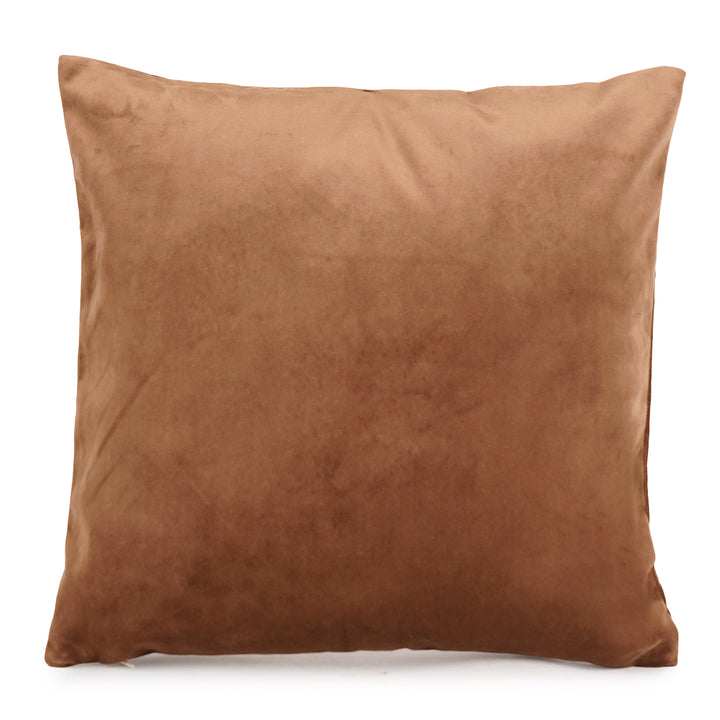 Ikatta Chocolate Velvet Embroidered Cushion Cover (16 inch x 16 inch)