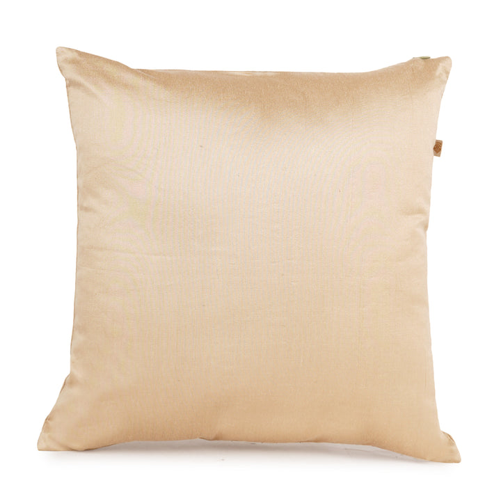 Beigia Pearl Velvet Embroidered Cushion Cover (16 inch x 16 inch)