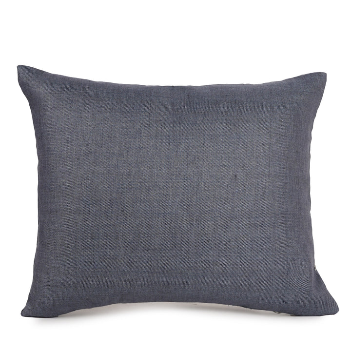 Cendre Grey Dori Embroidered Linen Cushion Cover (12 inch x 18 inch)