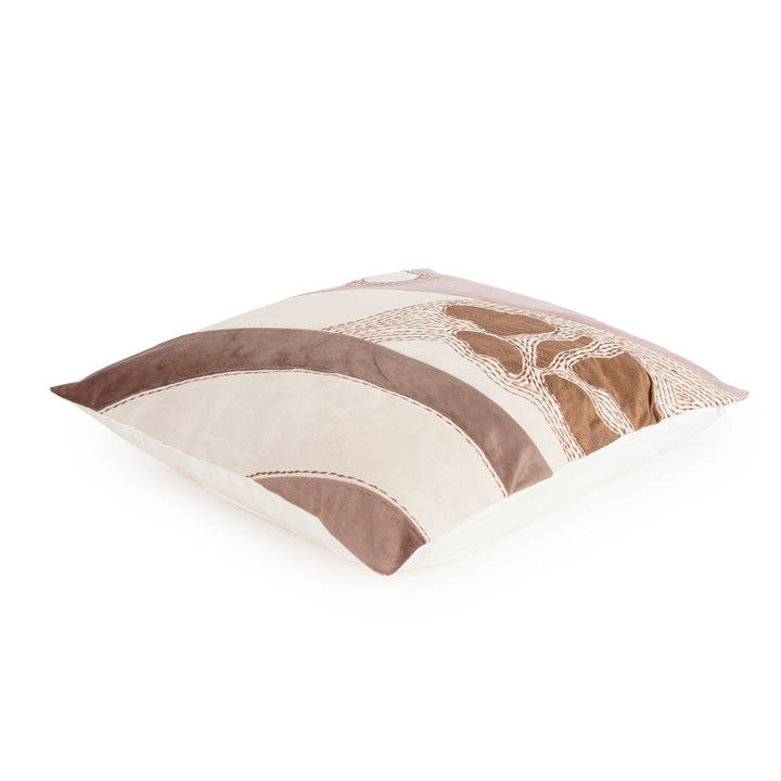 Cinnamon Brown Velvet Embroidered Cushion Cover (16 inch x 16 inch)