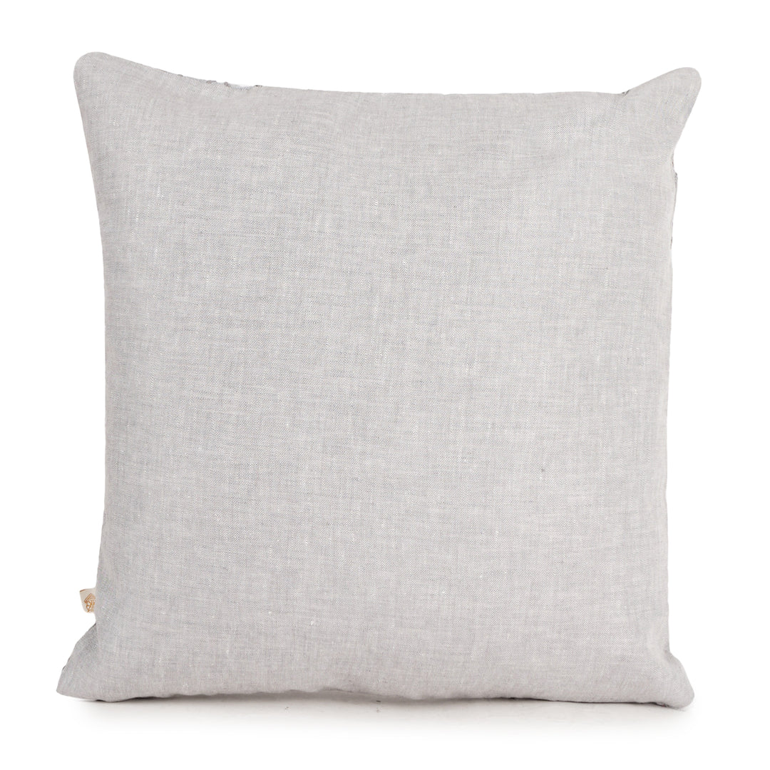 Cendre Dori Embroidered Linen Cushion Cover (16 inch x 16 inch)