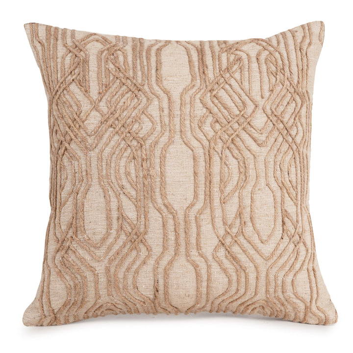 Meadow Jute Linen Embroidered Cushion Cover (16 inch x 16 inch)