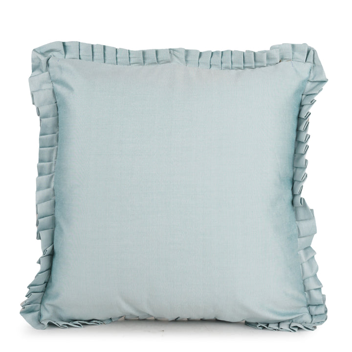 Light Teal Velvet Embroidered Dori Cushion Cover (16 inch x 16 inch)