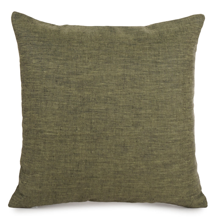 Olive Glade Quilted Embroidered Cushion Cover (16 inch x 16 inch)