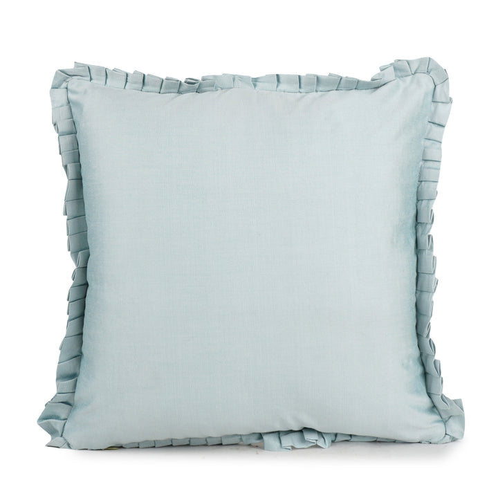 Light Teal Velvet Embroidered Dori Cushion Cover (16 inch x 16 inch)