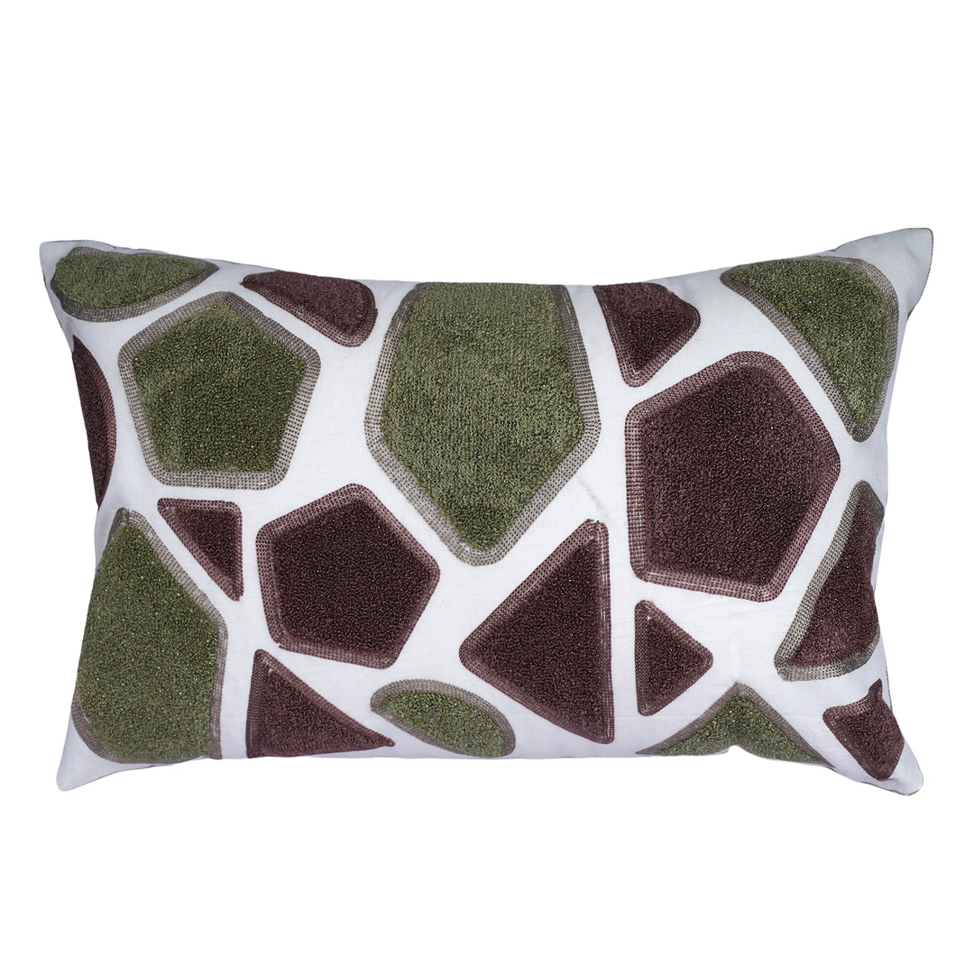 Tessellate Towel Embroidered Cushion Cover (12 inch x 18 inch)