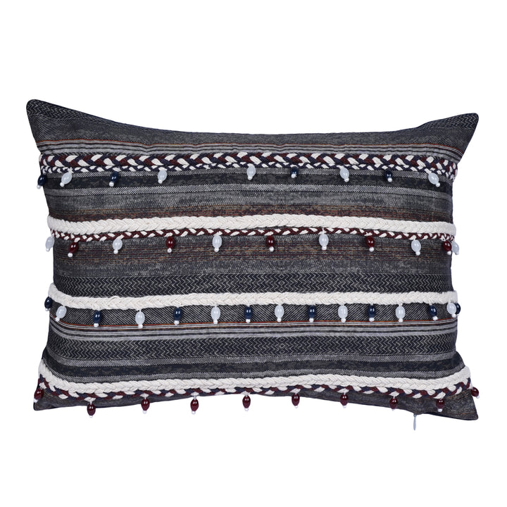 Twine Ornamental Embroidered Cushion Cover  (12 inch x 18 inch)