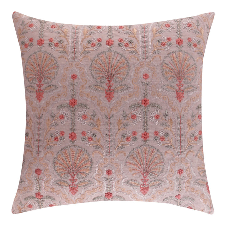 Silkroute Cream Mediterranean Floral Embroidered Cushion Cover