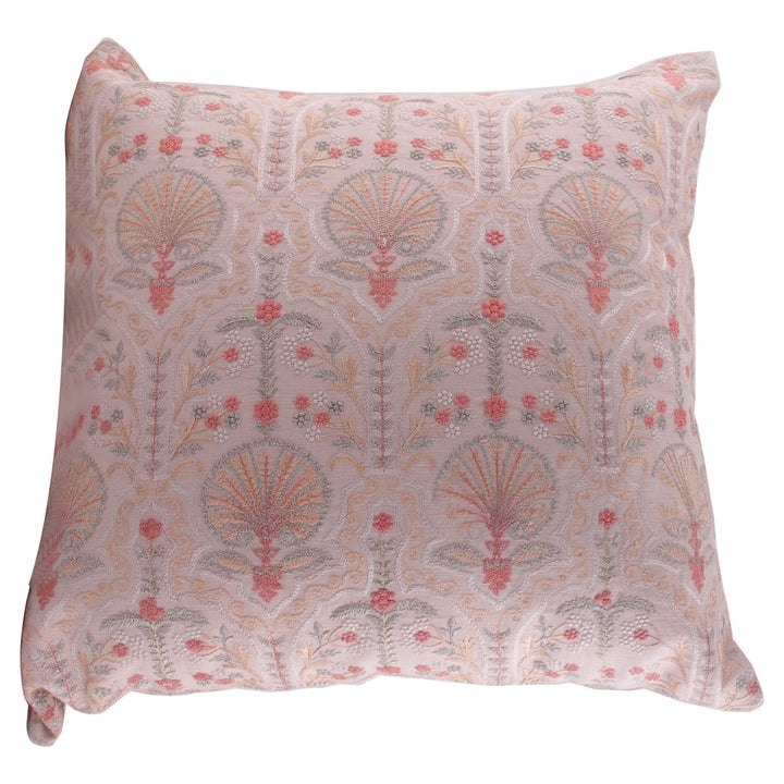 Silkroute Cream Mediterranean Floral Embroidered Cushion Cover